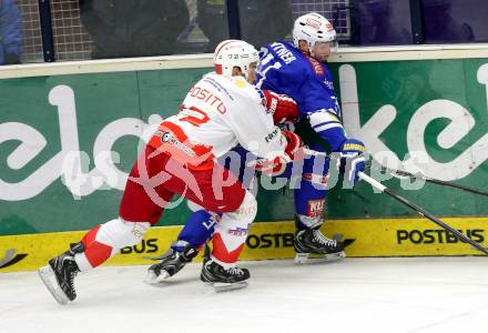 EBEL. Eishockey Bundesliga. EC VSV gegen HCB Suedtirol Bozen. Markus Peintner,  (VSV), John Esposito (Bozen). Villach, am 10.12.2013.
Foto: Kuess 


---
pressefotos, pressefotografie, kuess, qs, qspictures, sport, bild, bilder, bilddatenbank