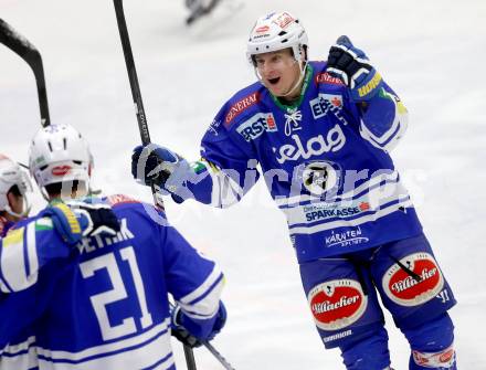 EBEL. Eishockey Bundesliga. EC VSV gegen HCB Suedtirol Bozen. Torjubel Daniel Nageler (VSV). Villach, am 10.12.2013.
Foto: Kuess 


---
pressefotos, pressefotografie, kuess, qs, qspictures, sport, bild, bilder, bilddatenbank