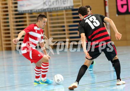 Futsal Bundesliga. Futsal Klagenfurt gegen Stella Rosa Tipp3 Wien.  Vahid Muharemovic (Klagenfurt), Duran Sargon (Wien). Klagenfurt, am 7.12.2013.
Foto: Kuess
---
pressefotos, pressefotografie, kuess, qs, qspictures, sport, bild, bilder, bilddatenbank