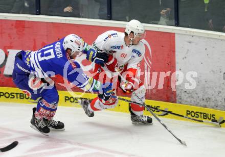 EBEL. Eishockey Bundesliga. EC VSV gegen HCB Suedtirol Bozen. Stefan Bacher,  (VSV), Rok Pajic (Bozen). Villach, am 10.12.2013.
Foto: Kuess 


---
pressefotos, pressefotografie, kuess, qs, qspictures, sport, bild, bilder, bilddatenbank