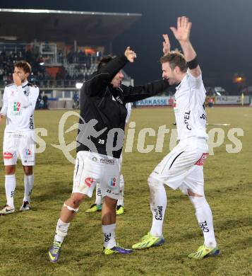 Fussball Bundesliga. RZ Pellets WAC gegen SK Puntigamer Sturm Graz.. Jubel Sandro Gotal, Michael Sollbauer (WAC). Wolfsberg, 11.12.2013.
Foto: Kuess

---
pressefotos, pressefotografie, kuess, qs, qspictures, sport, bild, bilder, bilddatenbank