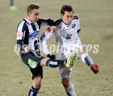 Fussball Bundesliga. RZ Pellets WAC gegen SK Puntigamer Sturm Graz.. Dario Baldauf, (WAC), Daniel Beichler (Graz). Wolfsberg, 11.12.2013.
Foto: Kuess

---
pressefotos, pressefotografie, kuess, qs, qspictures, sport, bild, bilder, bilddatenbank