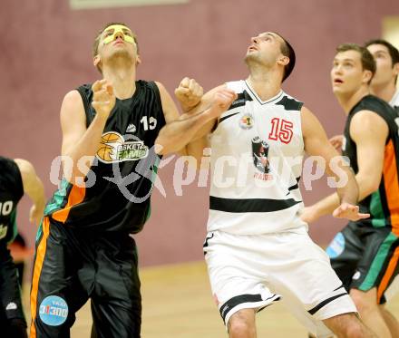 Basketball 2. Bundesliga. ASKOE Villach Raiders gegen Basket Flames WAT Wien. Pticak Matic (Villach), Patrick Csar (Wien). Villach, am 14.12.2013.
Foto: Kuess
---
pressefotos, pressefotografie, kuess, qs, qspictures, sport, bild, bilder, bilddatenbank