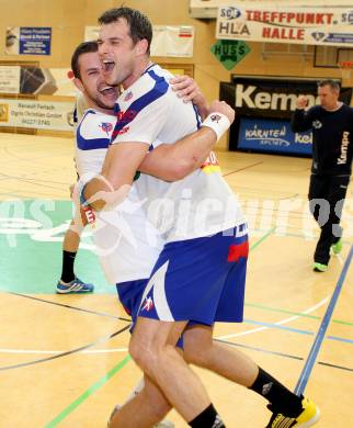 Handball Bundesliga. HLA. SC Ferlach gegen UNION Juri Leoben. Jubel Dean pomorisac, Miro Barisic (Ferlach). Ferlach, 15.12.2013.
Foto: Kuess
---
pressefotos, pressefotografie, kuess, qs, qspictures, sport, bild, bilder, bilddatenbank