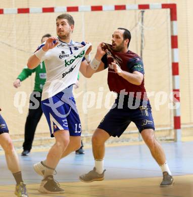 Handball Bundesliga. HLA. SC Ferlach gegen UNION Juri Leoben. Fabian Posch, (Ferlach), Domagoj Surac (Leoben). Ferlach, 15.12.2013.
Foto: Kuess
---
pressefotos, pressefotografie, kuess, qs, qspictures, sport, bild, bilder, bilddatenbank