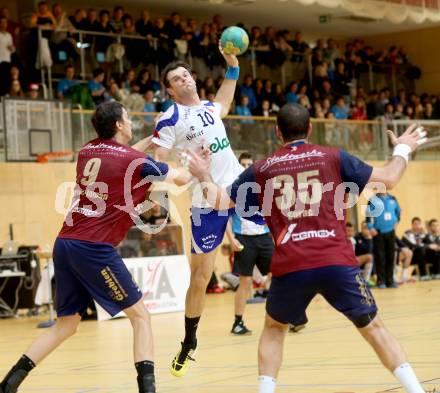 Handball Bundesliga. HLA. SC Ferlach gegen UNION Juri Leoben. Miro Barisic, Ferlach), Sasa Barisic jaman, Domagoj Surac( (Leoben). Ferlach, 15.12.2013.
Foto: Kuess
---
pressefotos, pressefotografie, kuess, qs, qspictures, sport, bild, bilder, bilddatenbank