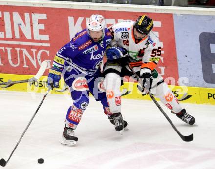 EBEL. Eishockey Bundesliga. EC VSV gegen Moser Medical Graz 99ers.  Gerhard Unterluggauer, (VSV), Francis Lemieux (Graz). Villach, am 15.12.2013.
Foto: Kuess 


---
pressefotos, pressefotografie, kuess, qs, qspictures, sport, bild, bilder, bilddatenbank