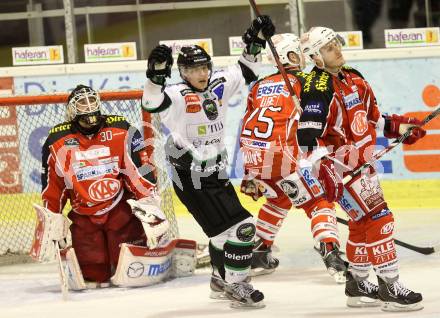 EBEL. Eishockey Bundesliga. KAC gegen HDD TELEMACH Olimpija Ljubljana.  Rene Swette, (KAC), Ales Music  (Laibach). Klagenfurt, am 17.12.2013
Foto: Kuess 

---
pressefotos, pressefotografie, kuess, qs, qspictures, sport, bild, bilder, bilddatenbank