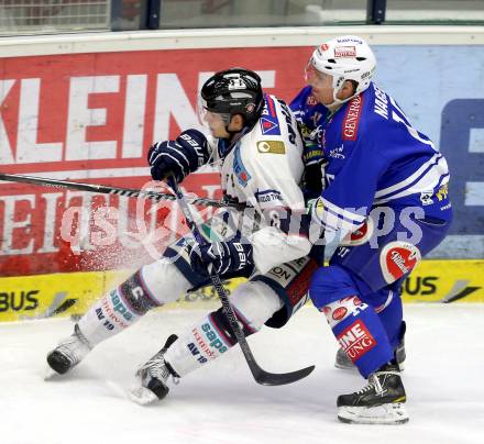 EBEL. Eishockey Bundesliga. EC VSV gegen SAPA Fehervar AV19.  Daniel Nageler, (VSV), Bence Sziranyi (Alba Volan). Villach, am 17.12.2013.
Foto: Kuess 


---
pressefotos, pressefotografie, kuess, qs, qspictures, sport, bild, bilder, bilddatenbank