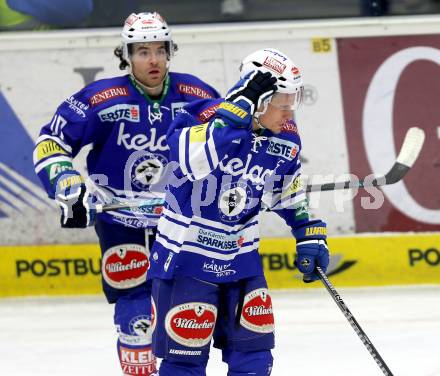 EBEL. Eishockey Bundesliga. EC VSV gegen SAPA Fehervar AV19. Daniel Nageler,(VSV),  Brock McBride  (Alba Volan). Villach, am 17.12.2013.
Foto: Kuess 


---
pressefotos, pressefotografie, kuess, qs, qspictures, sport, bild, bilder, bilddatenbank