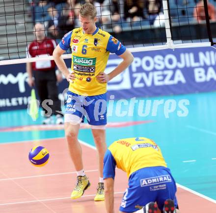 Volleyball Champions League. SK Posijilnica Aich/Dob gegen Novosibirsk. Peter Wohlfahrtstaetter, Mihael Kosl (Aich/Dob). Klagenfurt, am 18.12.2013.
Foto: Kuess
---
pressefotos, pressefotografie, kuess, qs, qspictures, sport, bild, bilder, bilddatenbank