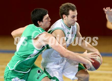 Basketball 2. Bundesliga. KOS Klagenfurt/Celovec gegen Dornbirn Lions.  Rok Papic (KOS), Luka Kevric (Dornbirn). Klagenfurt, am 21.12.2013.
Foto: Kuess
---
pressefotos, pressefotografie, kuess, qs, qspictures, sport, bild, bilder, bilddatenbank