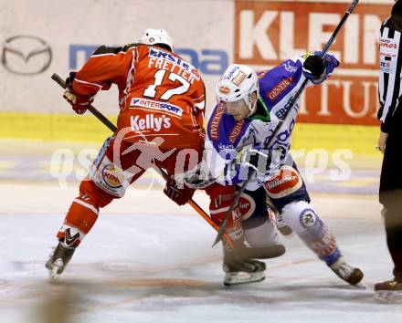 EBEL. Eishockey Bundesliga. KAC gegen VSV. Colton Fretter, (KAC), Derek Ryan  (VSV). Klagenfurt, am 26.12.2013
Foto: Kuess 

---
pressefotos, pressefotografie, kuess, qs, qspictures, sport, bild, bilder, bilddatenbank