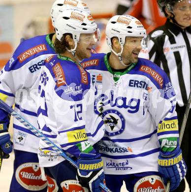 EBEL. Eishockey Bundesliga. KAC gegen VSV.  Torjubel John Hughes, Gerhard Unterluggauer  (VSV). Klagenfurt, am 26.12.2013
Foto: Kuess 

---
pressefotos, pressefotografie, kuess, qs, qspictures, sport, bild, bilder, bilddatenbank