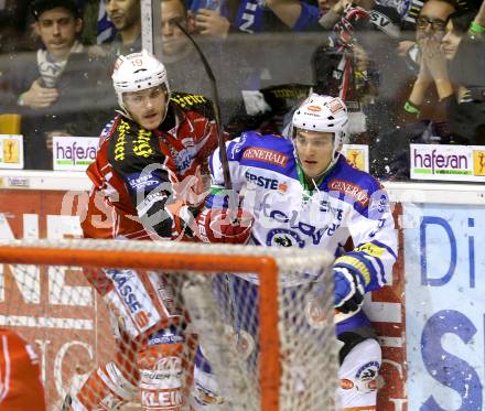 EBEL. Eishockey Bundesliga. KAC gegen VSV. Stephan Geier,  (KAC), Marius Goehringer (VSV). Klagenfurt, am 26.12.2013
Foto: Kuess 

---
pressefotos, pressefotografie, kuess, qs, qspictures, sport, bild, bilder, bilddatenbank