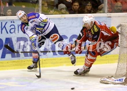 EBEL. Eishockey Bundesliga. KAC gegen VSV. Mike Siklenka, (KAC), Derek Ryan  (VSV). Klagenfurt, am 26.12.2013
Foto: Kuess 

---
pressefotos, pressefotografie, kuess, qs, qspictures, sport, bild, bilder, bilddatenbank