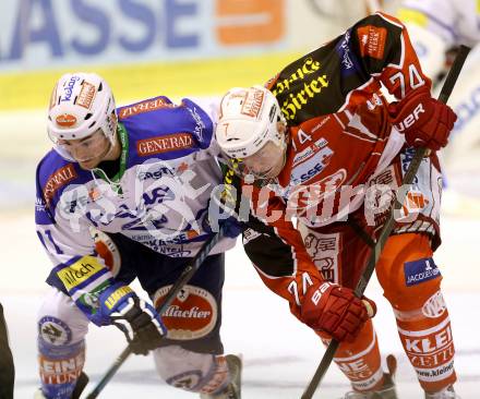 EBEL. Eishockey Bundesliga. KAC gegen VSV. Jamie Lundmark, (KAC),  Derek Ryan  (VSV). Klagenfurt, am 26.12.2013
Foto: Kuess 

---
pressefotos, pressefotografie, kuess, qs, qspictures, sport, bild, bilder, bilddatenbank