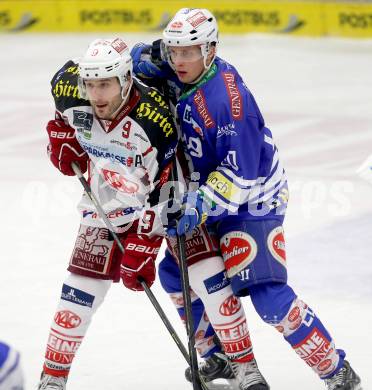 EBEL. Eishockey Bundesliga. EC VSV gegen KAC. Nico Brunner, (VSV), Tyler Spurgeon  (KAC). Villach, am 28.12.2013.
Foto: Kuess 


---
pressefotos, pressefotografie, kuess, qs, qspictures, sport, bild, bilder, bilddatenbank