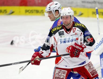 EBEL. Eishockey Bundesliga. EC VSV gegen KAC. Stefan Bacher, (VSV), Colton Fretter  (KAC). Villach, am 28.12.2013.
Foto: Kuess 


---
pressefotos, pressefotografie, kuess, qs, qspictures, sport, bild, bilder, bilddatenbank