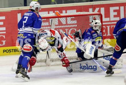 EBEL. Eishockey Bundesliga. EC VSV gegen KAC. Cole Jarrett, Jean Philippe Lamoureux, (VSV),  Jamie Lundmark  (KAC). Villach, am 28.12.2013.
Foto: Kuess 


---
pressefotos, pressefotografie, kuess, qs, qspictures, sport, bild, bilder, bilddatenbank