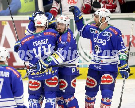 EBEL. Eishockey Bundesliga. EC VSV gegen KAC. Torjubel Derek Ryan, Curtis Fraser, Markus Peintner, Scott Hotham (VSV). Villach, am 28.12.2013.
Foto: Kuess 


---
pressefotos, pressefotografie, kuess, qs, qspictures, sport, bild, bilder, bilddatenbank