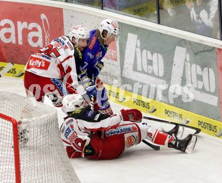 EBEL. Eishockey Bundesliga. EC VSV gegen KAC. Michael Forney, (VSV), Kirk Furey, Patrick Harand  (KAC). Villach, am 28.12.2013.
Foto: Kuess 


---
pressefotos, pressefotografie, kuess, qs, qspictures, sport, bild, bilder, bilddatenbank