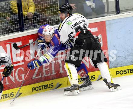 EBEL. Eishockey Bundesliga. EC VSV gegen Dornbirner Eishockey Club.  Markus Peintner, (VSV), Robert Lembacher (Dornbirn). Villach, am 30.12.2013.
Foto: Kuess 


---
pressefotos, pressefotografie, kuess, qs, qspictures, sport, bild, bilder, bilddatenbank