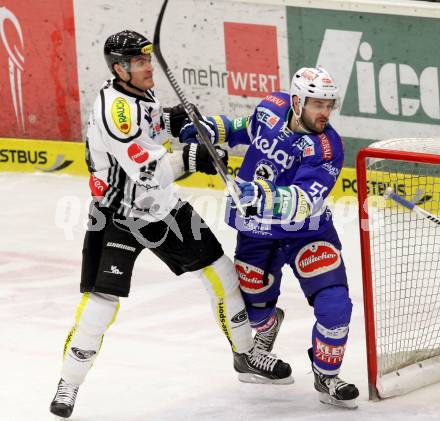 EBEL. Eishockey Bundesliga. EC VSV gegen Dornbirner Eishockey Club.  Scott Hotham, (VSV), Matthew Plante (Dornbirn). Villach, am 30.12.2013.
Foto: Kuess 


---
pressefotos, pressefotografie, kuess, qs, qspictures, sport, bild, bilder, bilddatenbank