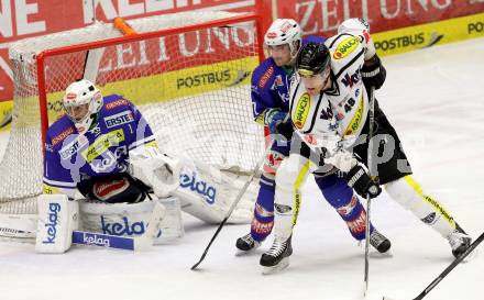 EBEL. Eishockey Bundesliga. EC VSV gegen Dornbirner Eishockey Club.  Klemen Pretnar, LAMOUREUX Jean Philippe (VSV), Matthew Plante (Dornbirn). Villach, am 30.12.2013.
Foto: Kuess 


---
pressefotos, pressefotografie, kuess, qs, qspictures, sport, bild, bilder, bilddatenbank