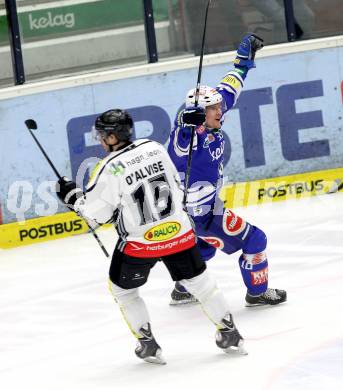 EBEL. Eishockey Bundesliga. EC VSV gegen Dornbirner Eishockey Club.  torjubel Daniel Nageler, (VSV). Villach, am 30.12.2013.
Foto: Kuess 


---
pressefotos, pressefotografie, kuess, qs, qspictures, sport, bild, bilder, bilddatenbank