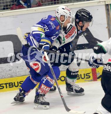 EBEL. Eishockey Bundesliga. EC VSV gegen HDD TELEMACH Olimpija Ljubljana. Markus Peintner,  (VSV), Matevz Erman (Laibach). Villach, am 1.1.2014.
Foto: Kuess 


---
pressefotos, pressefotografie, kuess, qs, qspictures, sport, bild, bilder, bilddatenbank