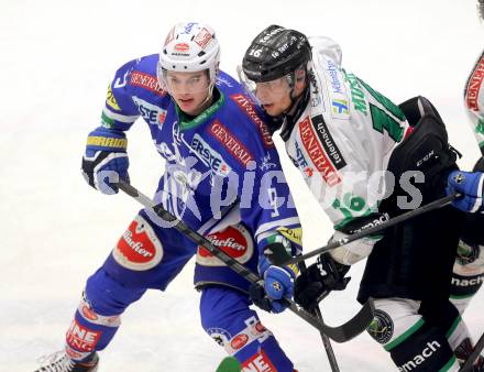 EBEL. Eishockey Bundesliga. EC VSV gegen HDD TELEMACH Olimpija Ljubljana. Alexander Rauchenwald, (VSV), Ales Music  (Laibach). Villach, am 1.1.2014.
Foto: Kuess 


---
pressefotos, pressefotografie, kuess, qs, qspictures, sport, bild, bilder, bilddatenbank