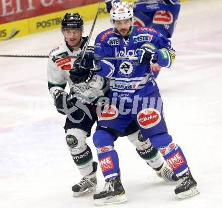 EBEL. Eishockey Bundesliga. EC VSV gegen HDD TELEMACH Olimpija Ljubljana. Scott Hotham,  (VSV), Igor Cvetek (Laibach). Villach, am 1.1.2014.
Foto: Kuess 


---
pressefotos, pressefotografie, kuess, qs, qspictures, sport, bild, bilder, bilddatenbank