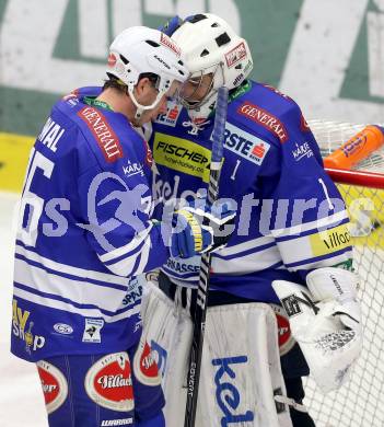 EBEL. Eishockey Bundesliga. EC VSV gegen HDD TELEMACH Olimpija Ljubljana. Marco Pewal, , Jean Philippe Lamoureux (VSV). Villach, am 1.1.2014.
Foto: Kuess 


---
pressefotos, pressefotografie, kuess, qs, qspictures, sport, bild, bilder, bilddatenbank