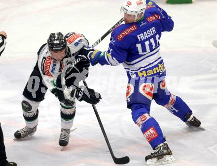 EBEL. Eishockey Bundesliga. EC VSV gegen HDD TELEMACH Olimpija Ljubljana. Curtis Fraser, (VSV), Matej Hocevar  (Laibach). Villach, am 1.1.2014.
Foto: Kuess 


---
pressefotos, pressefotografie, kuess, qs, qspictures, sport, bild, bilder, bilddatenbank