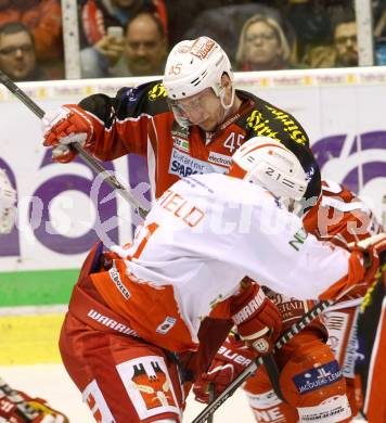 EBEL. Eishockey Bundesliga. KAC gegen HCB Suedtirol.  David Schuller,  (KAC), Trenton Whitfield (Bozen). Klagenfurt, am 5.1.2014.
Foto: Kuess 

---
pressefotos, pressefotografie, kuess, qs, qspictures, sport, bild, bilder, bilddatenbank