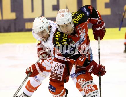 EBEL. Eishockey Bundesliga. KAC gegen HCB Suedtirol. Kirk Furey, (KAC),  Trenton Whitfield  (Bozen). Klagenfurt, am 5.1.2014.
Foto: Kuess 

---
pressefotos, pressefotografie, kuess, qs, qspictures, sport, bild, bilder, bilddatenbank