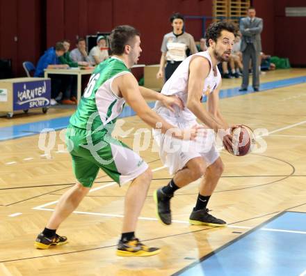 Basketball 2. Bundesliga. Woerthersee Piraten gegen KOS Klagenfurt/Celovec. Alexander Ey (Piraten), Darko Prolic (KOS). Klagenfurt, am 4.1.2014.
Foto: Kuess
---
pressefotos, pressefotografie, kuess, qs, qspictures, sport, bild, bilder, bilddatenbank