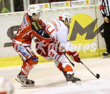 EBEL. Eishockey Bundesliga. KAC gegen HCB Suedtirol. Philipp Koczera, (KAC), Hannes Oberdoerfer  (Bozen). Klagenfurt, am 5.1.2014.
Foto: Kuess 

---
pressefotos, pressefotografie, kuess, qs, qspictures, sport, bild, bilder, bilddatenbank