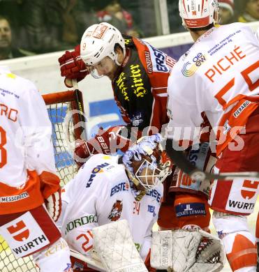 EBEL. Eishockey Bundesliga. KAC gegen HCB Suedtirol. Tyler Spurgeon, , (KAC), Jaroslav Huebl (Bozen). Klagenfurt, am 5.1.2014.
Foto: Kuess 

---
pressefotos, pressefotografie, kuess, qs, qspictures, sport, bild, bilder, bilddatenbank