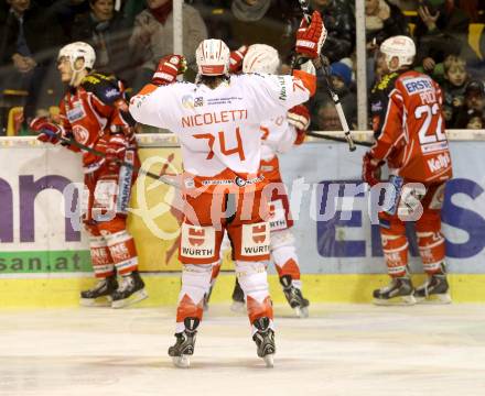 EBEL. Eishockey Bundesliga. KAC gegen HCB Suedtirol.  Torjubel Davide Nicoletti (Bozen). Klagenfurt, am 5.1.2014.
Foto: Kuess 

---
pressefotos, pressefotografie, kuess, qs, qspictures, sport, bild, bilder, bilddatenbank