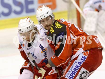 EBEL. Eishockey Bundesliga. KAC gegen HCB Suedtirol. Paul Schellander, (KAC),  Kim Stroemberg (Bozen). Klagenfurt, am 5.1.2014.
Foto: Kuess 

---
pressefotos, pressefotografie, kuess, qs, qspictures, sport, bild, bilder, bilddatenbank