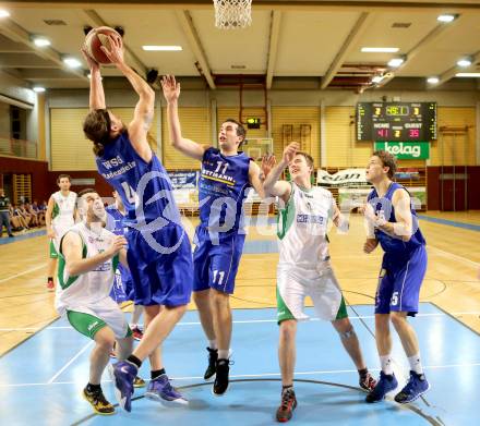 Basketball 2. Bundesliga. KOS Klagenfurt/Celovec gegen WSG Radenthein. Darko Prolic , Thurner Aljosa (KOS), Hannes Mayr, Lovro Hren, Daniel Gaberle (Radenthein). Klagenfurt, 6.1.2014.
Foto: Kuess
---
pressefotos, pressefotografie, kuess, qs, qspictures, sport, bild, bilder, bilddatenbank