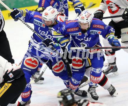 EBEL. Eishockey Bundesliga. EC VSV gegen HC Orli Znojmo. Curtis Fraser, Markus Peintner (VSV). Villach, am 7.1.2014.
Foto: Kuess 


---
pressefotos, pressefotografie, kuess, qs, qspictures, sport, bild, bilder, bilddatenbank