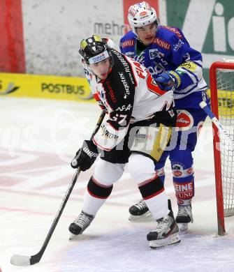 EBEL. Eishockey Bundesliga. EC VSV gegen HC Orli Znojmo. Alexander Rauchenwald (VSV), Ondrej Fiala (Znaim). Villach, am 7.1.2014.
Foto: Kuess
---
pressefotos, pressefotografie, kuess, qs, qspictures, sport, bild, bilder, bilddatenbank