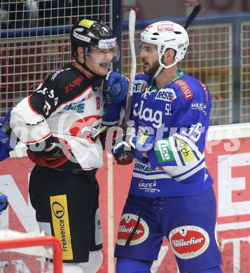 EBEL. Eishockey Bundesliga. EC VSV gegen HC Orli Znojmo. Scott Hotham (VSV), Jan Mueller (Znaim). Villach, am 7.1.2014.
Foto: Kuess
---
pressefotos, pressefotografie, kuess, qs, qspictures, sport, bild, bilder, bilddatenbank