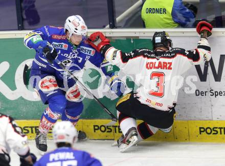 EBEL. Eishockey Bundesliga. EC VSV gegen HC Orli Znojmo. Stefan Bacher (VSV), Michael Kolarz (Znaim). Villach, am 7.1.2014.
Foto: Kuess
---
pressefotos, pressefotografie, kuess, qs, qspictures, sport, bild, bilder, bilddatenbank