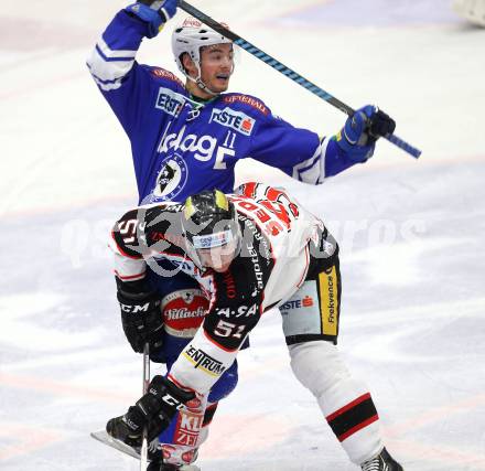 EBEL. Eishockey Bundesliga. EC VSV gegen HC Orli Znojmo. Derek Ryan (VSV), Jan Seda (Znaim). Villach, am 7.1.2014.
Foto: Kuess
---
pressefotos, pressefotografie, kuess, qs, qspictures, sport, bild, bilder, bilddatenbank