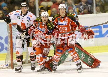 EBEL. Eishockey Bundesliga. KAC gegen HC TWK Innsbruck Die Haie. Markus Pirmann, Patrick Harand, (KAC), Craig Switzer  (Innsbruck). Klagenfurt, am 10.1.2014.
Foto: Kuess 

---
pressefotos, pressefotografie, kuess, qs, qspictures, sport, bild, bilder, bilddatenbank