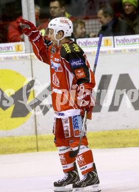 EBEL. Eishockey Bundesliga. KAC gegen HC TWK Innsbruck Die Haie. Torjubel Thomas Koch (KAC). Klagenfurt, am 10.1.2014.
Foto: Kuess 

---
pressefotos, pressefotografie, kuess, qs, qspictures, sport, bild, bilder, bilddatenbank